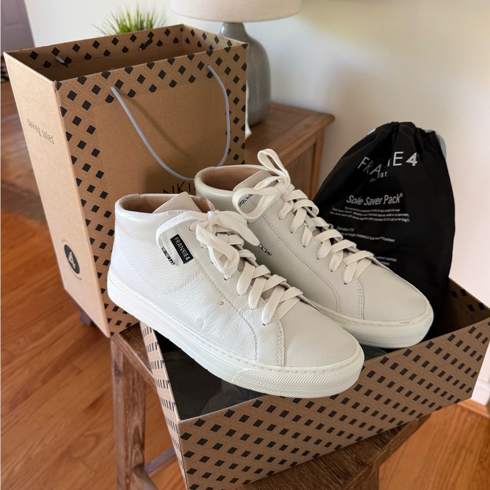 Frankie 4 White High-Top Leather Sneakers